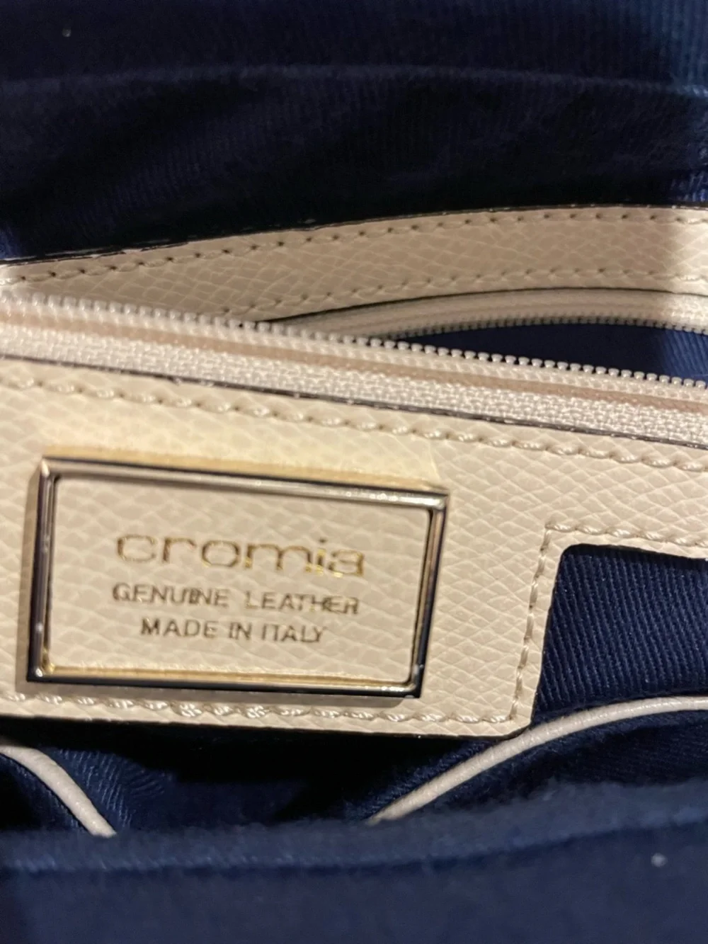 Cromia Beige Cream Italian Leather Shoulder Bag Crossbody Purse Made in Italy - Picture 2 of 15